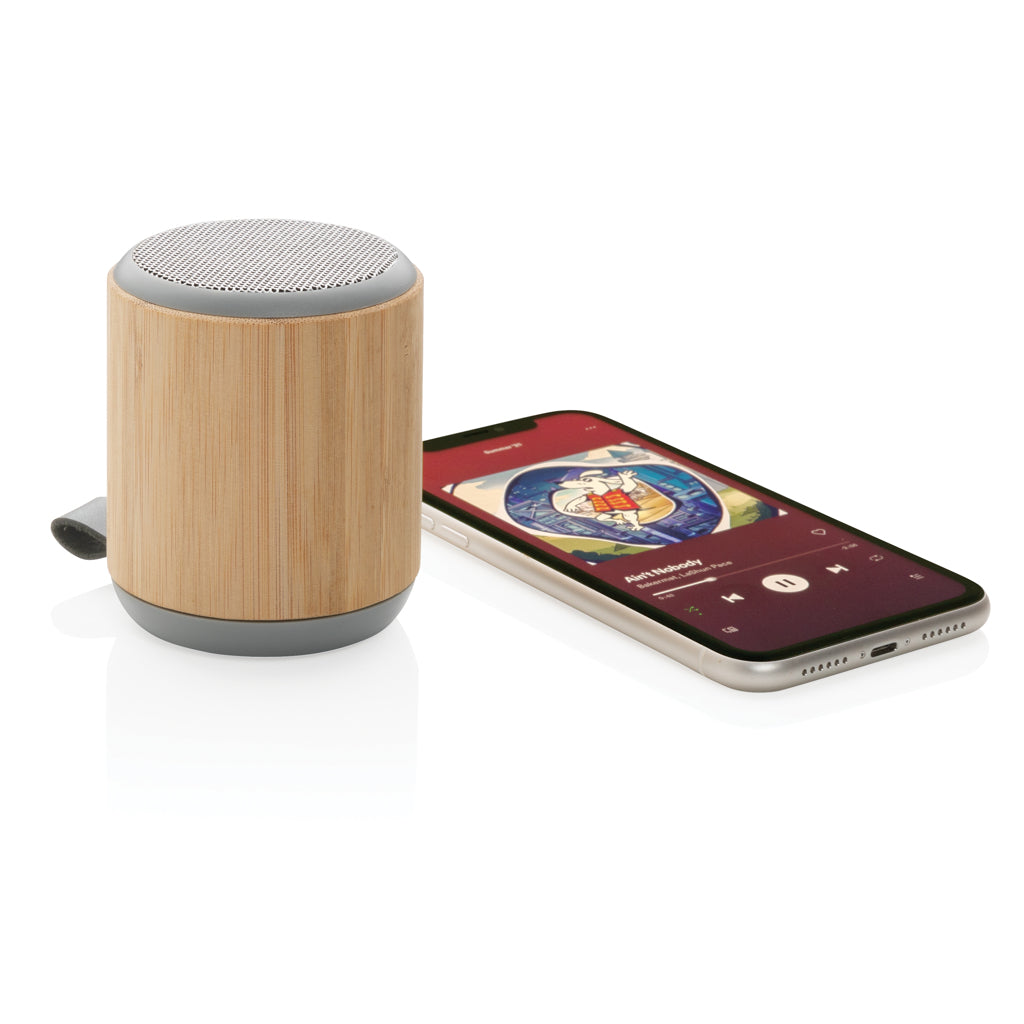 Bamboo and fabric 3W wireless speaker - Brown