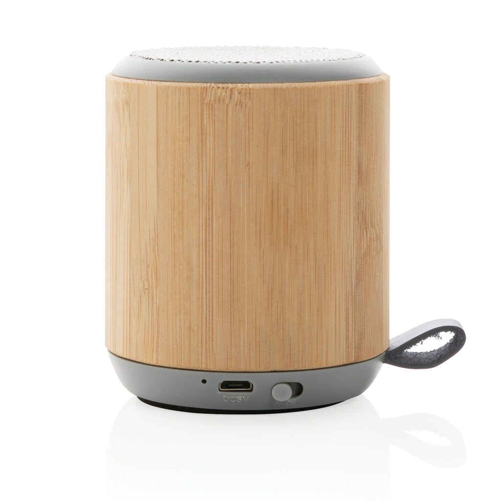 Bamboo and fabric 3W wireless speaker - Brown