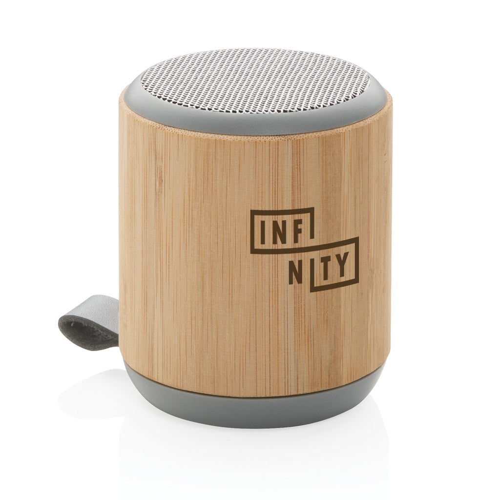 Bamboo and fabric 3W wireless speaker - Brown