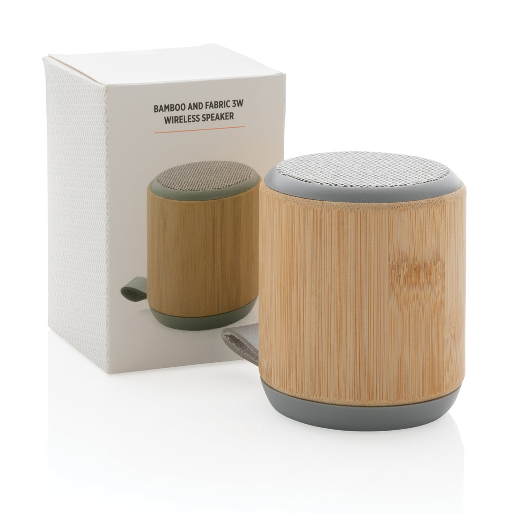 Bamboo and fabric 3W wireless speaker - Brown