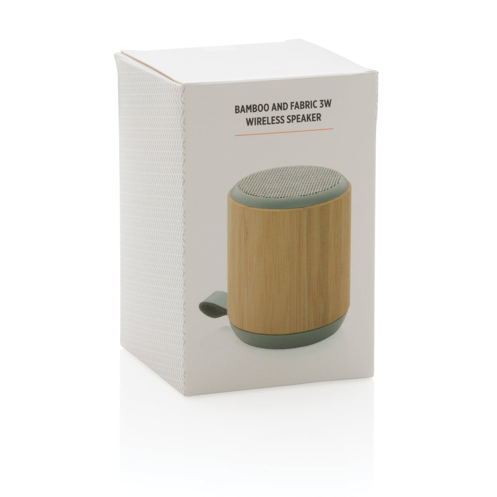 Bamboo and fabric 3W wireless speaker - Brown