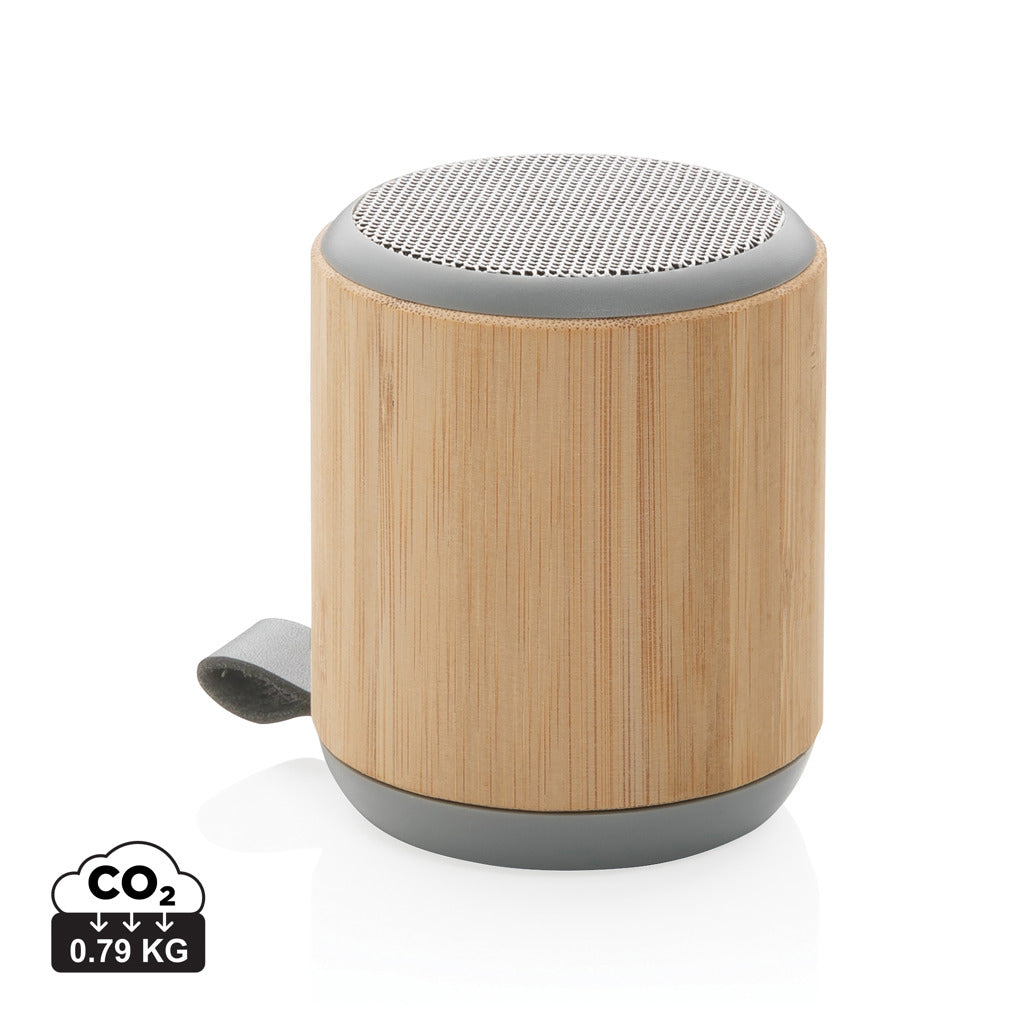 Bamboo and fabric 3W wireless speaker - Brown