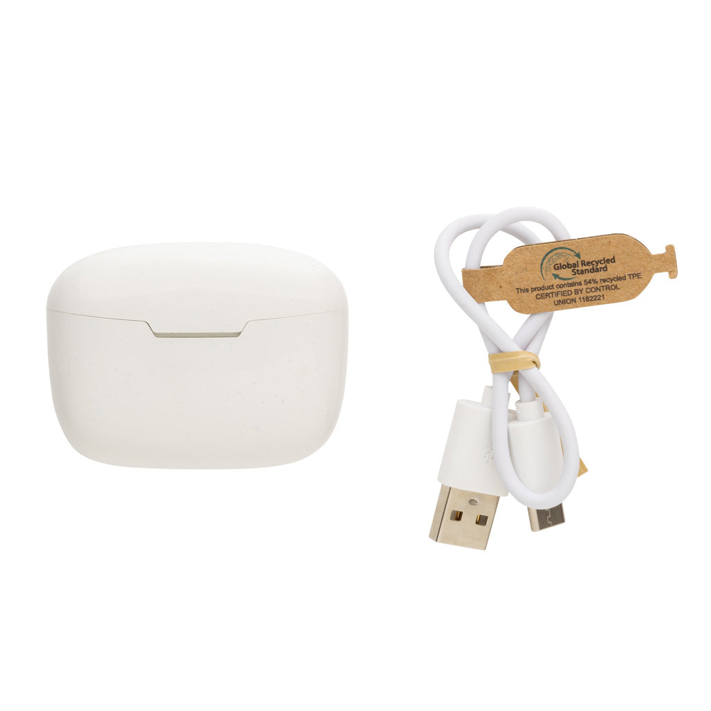 RCS recycled plastic Liberty Pro wireless earbuds - White