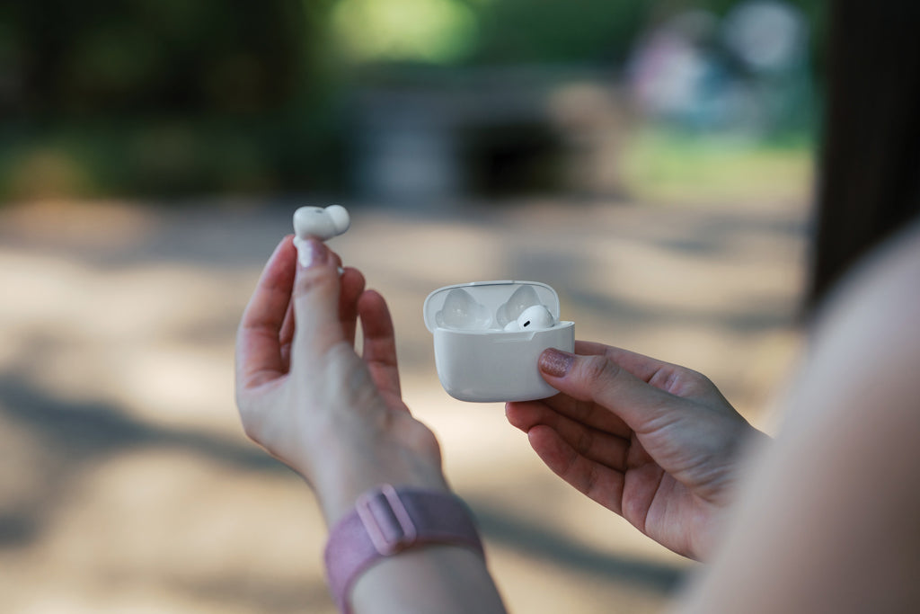 RCS recycled plastic Liberty Pro wireless earbuds - White