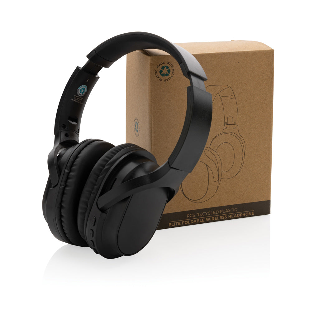 RCS recycled plastic Elite Foldable wireless headphone - Black
