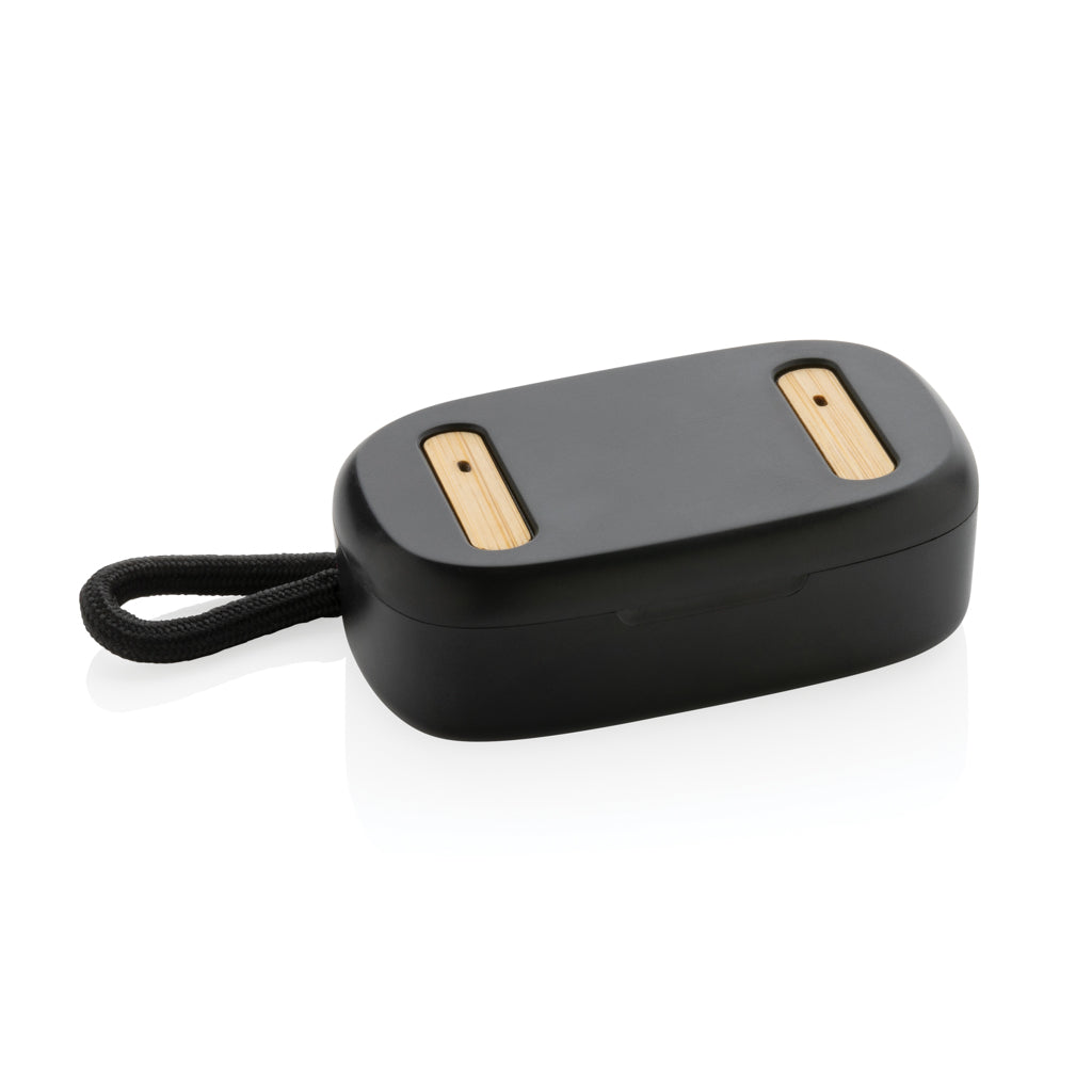 RCS recycled plastic & bamboo TWS earbuds - Black
