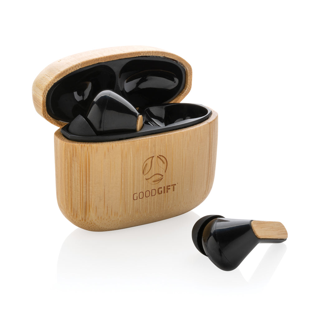 Bamboo TWS earbuds with RCS recycled plastic - Brown