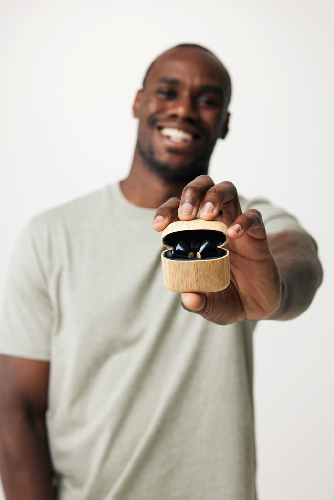 Bamboo TWS earbuds with RCS recycled plastic - Brown