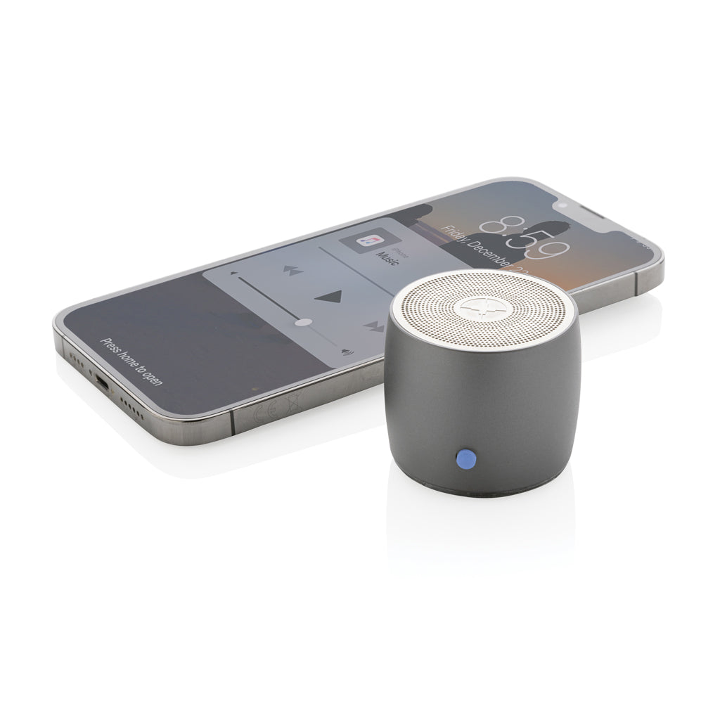 Swiss Peak RCS recycled aluminium 3W bass speaker - Grey