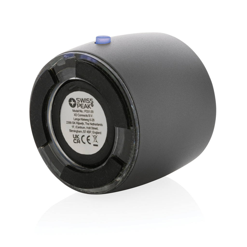 Swiss Peak RCS recycled aluminium 3W bass speaker - Grey