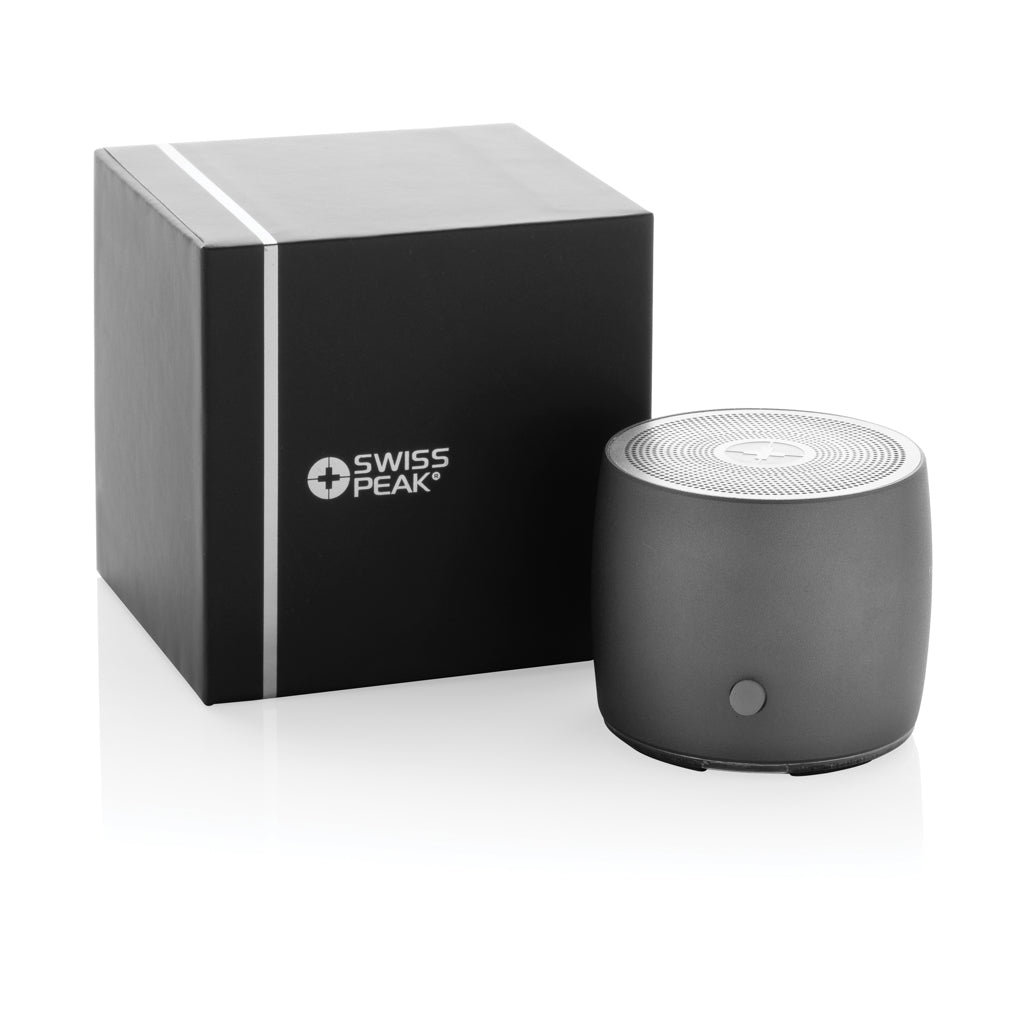 Swiss Peak RCS recycled aluminium 3W bass speaker - Grey