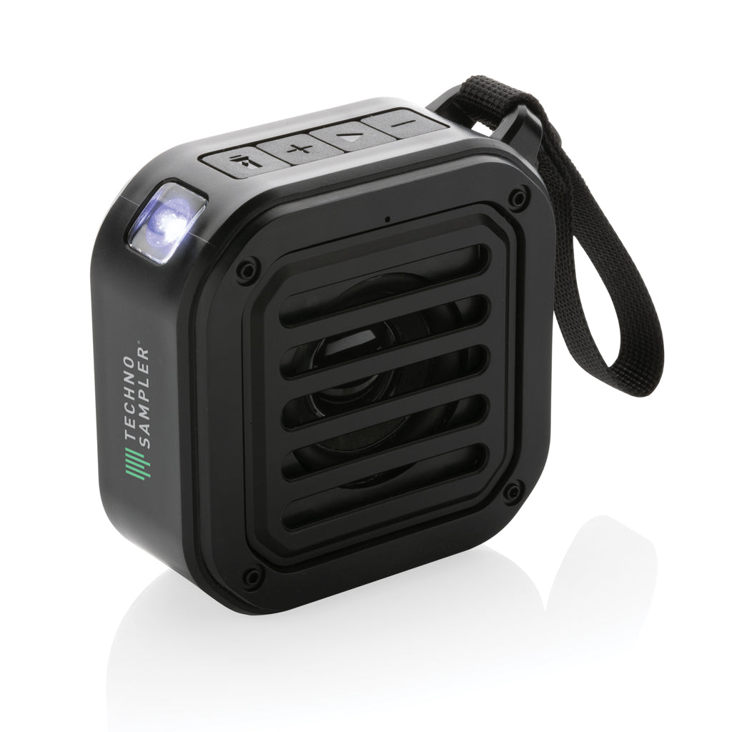 3W RCS recycled plastic wireless sunwave solar speaker - Black