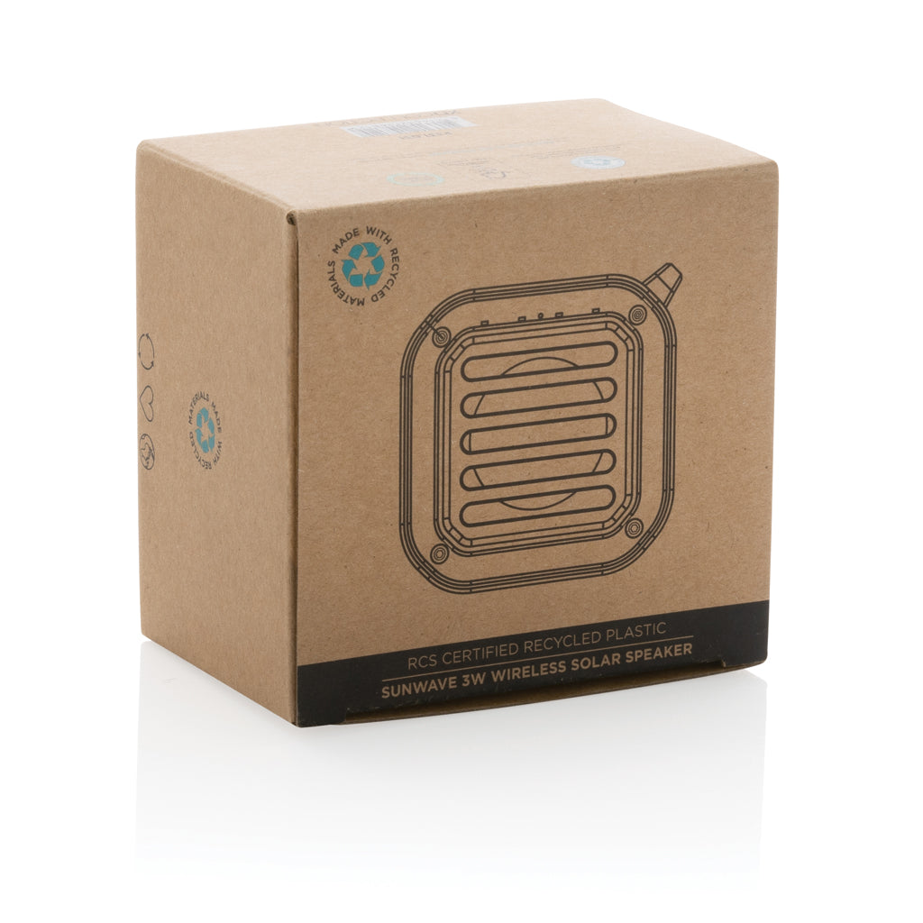 3W RCS recycled plastic wireless sunwave solar speaker - Black