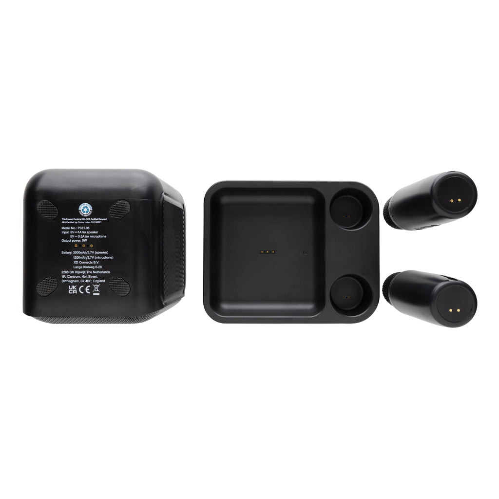 Singvibe RCS recycled plastic karaoke set with double mic - Black