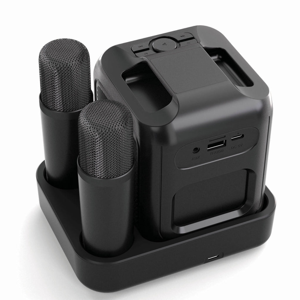 Singvibe RCS recycled plastic karaoke set with double mic - Black