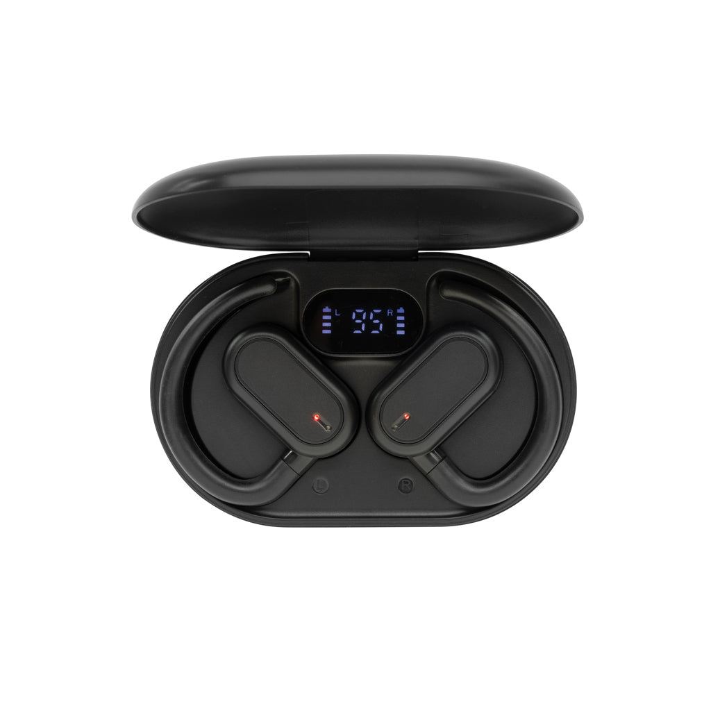 Fitsound RCS recycled plastic open ear TWS earbuds - Black
