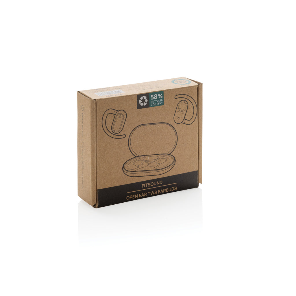 Fitsound RCS recycled plastic open ear TWS earbuds - Black