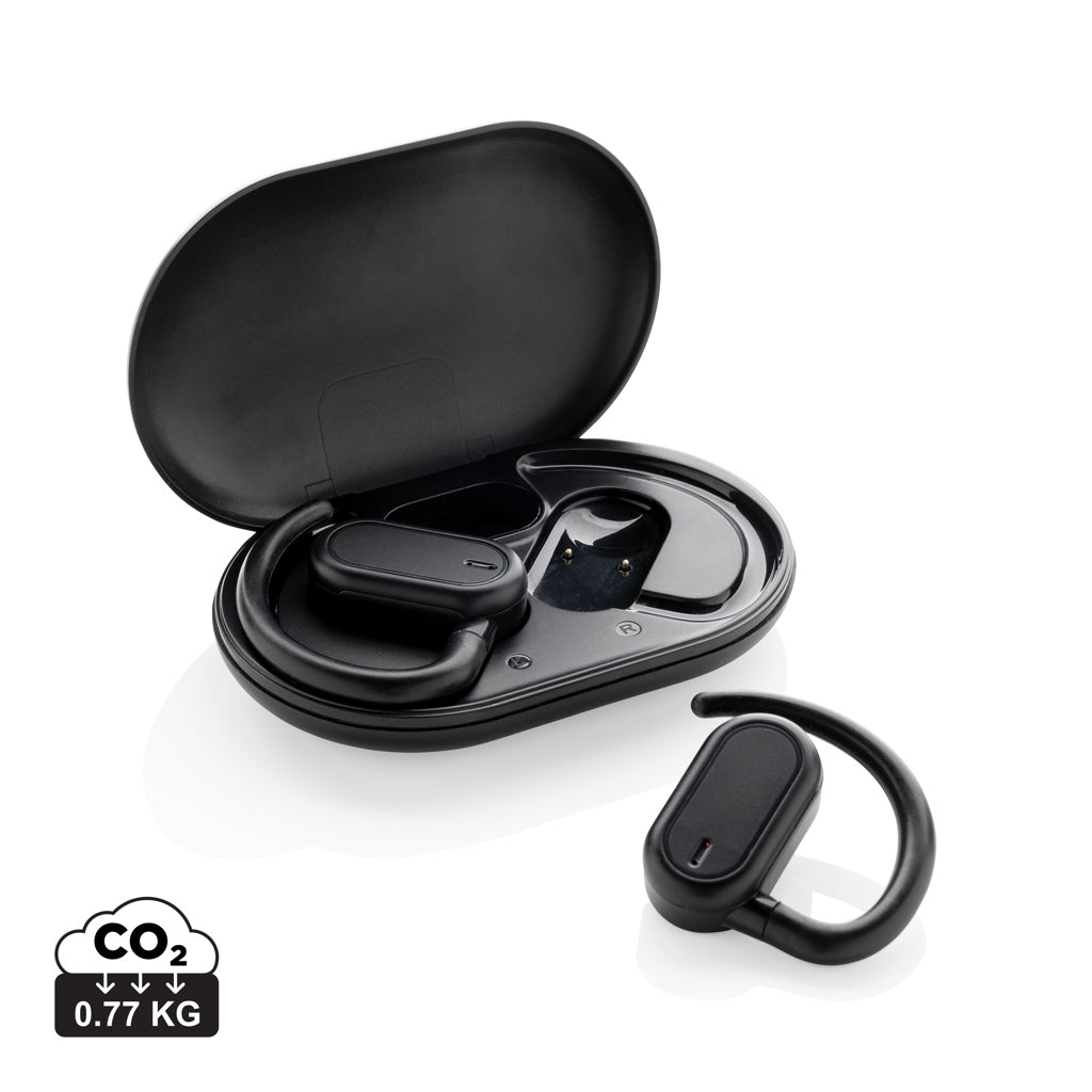 Fitsound RCS recycled plastic open ear TWS earbuds - Black