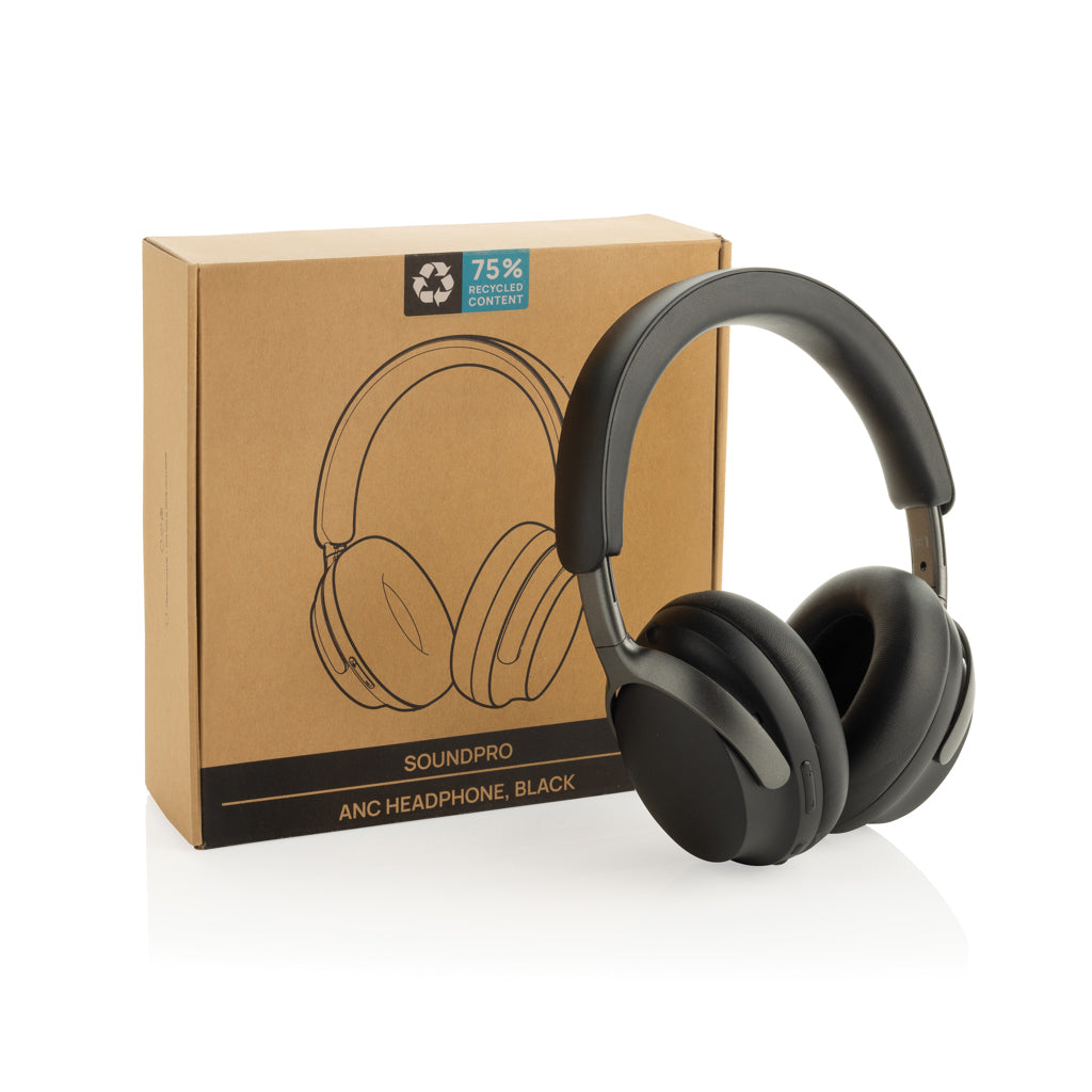 Soundpro RCS recycled plastic ANC headphone - Black