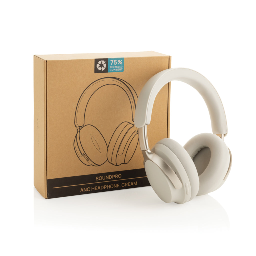 Soundpro RCS recycled plastic ANC headphone - White