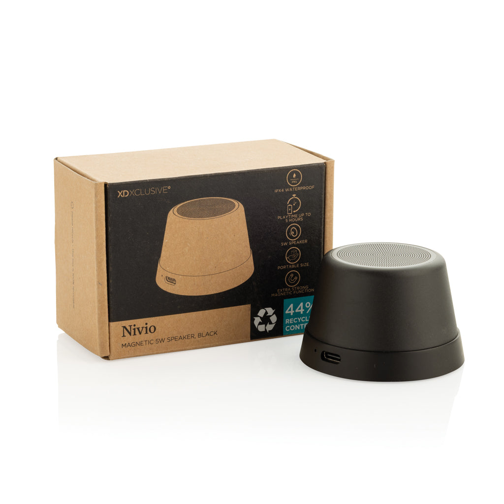 Nivio RCS recycled aluminum magnetic 5W Speaker - Black