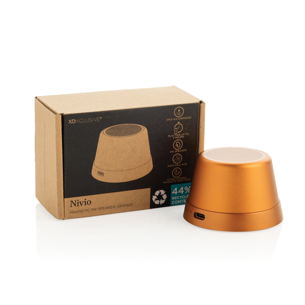 Nivio RCS recycled aluminum magnetic 5W Speaker - Orange