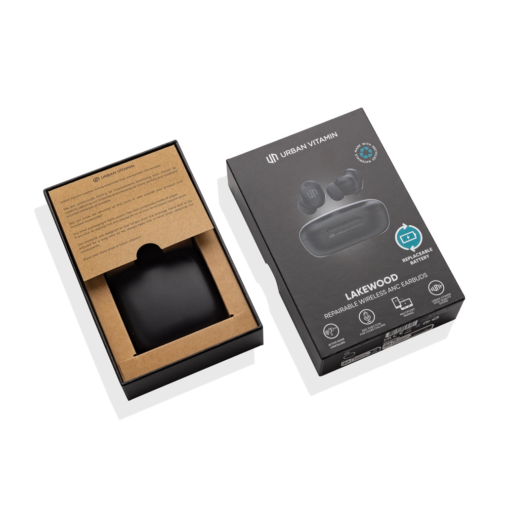 Lakewood RCS recycled and repairable wireless earbuds - Black