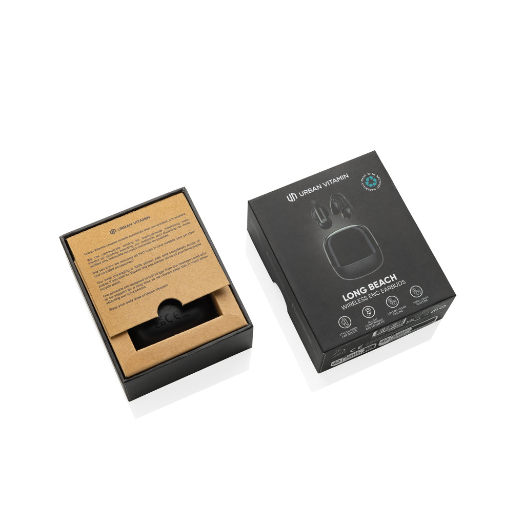 Urban Vitamin Long Beach ENC rplastic wireless earbuds - Black