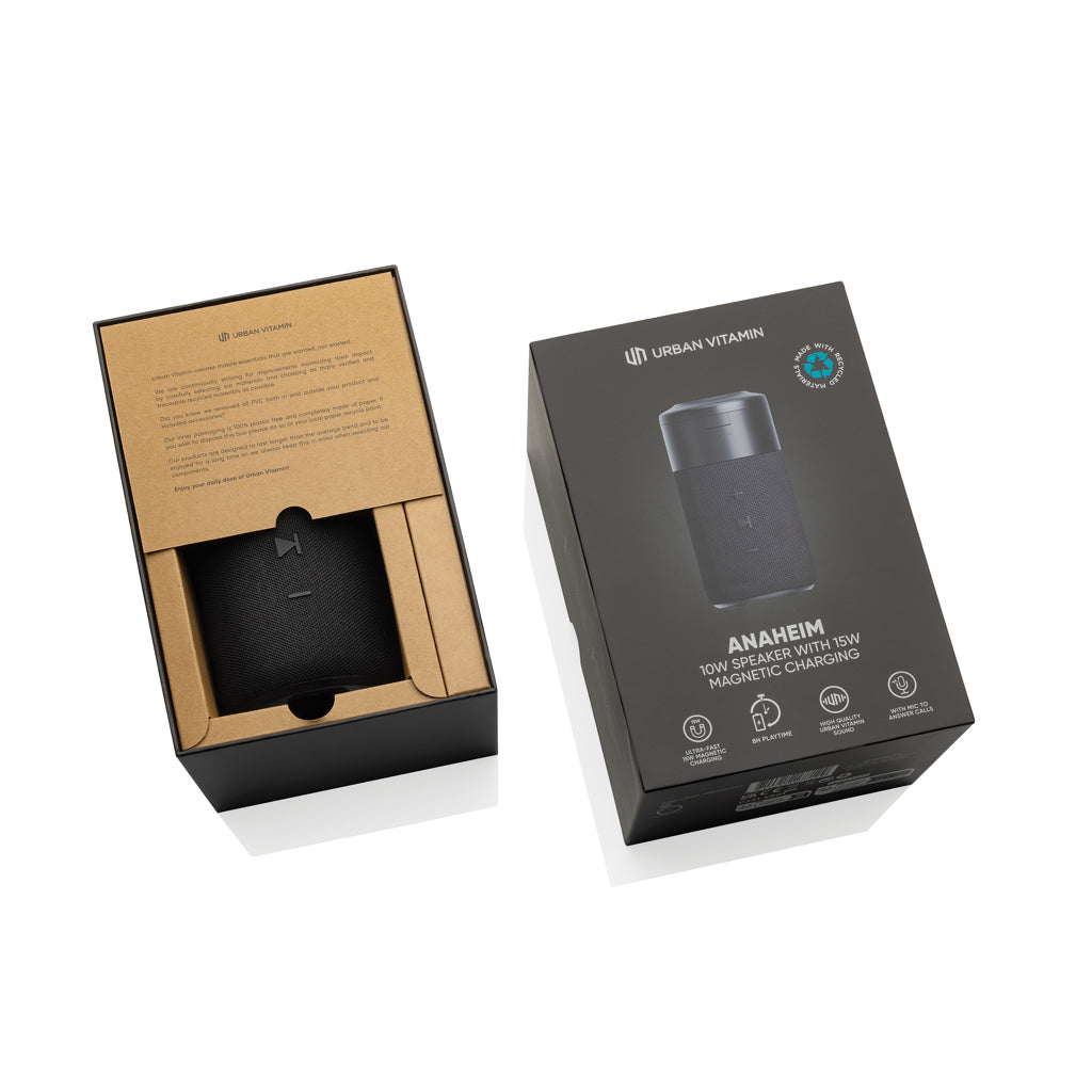 Urban Vitamin Anaheim RCS recycled 10W speaker 15W charger - Black