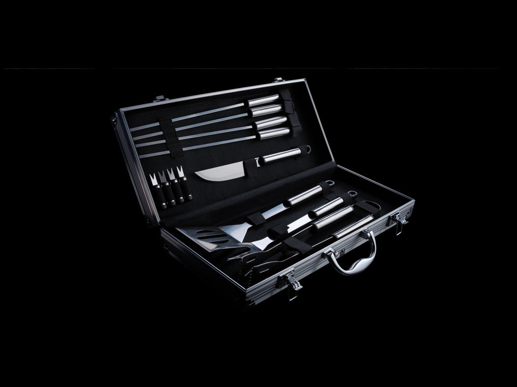 12 pcs barbecue set in aluminium box - Silver