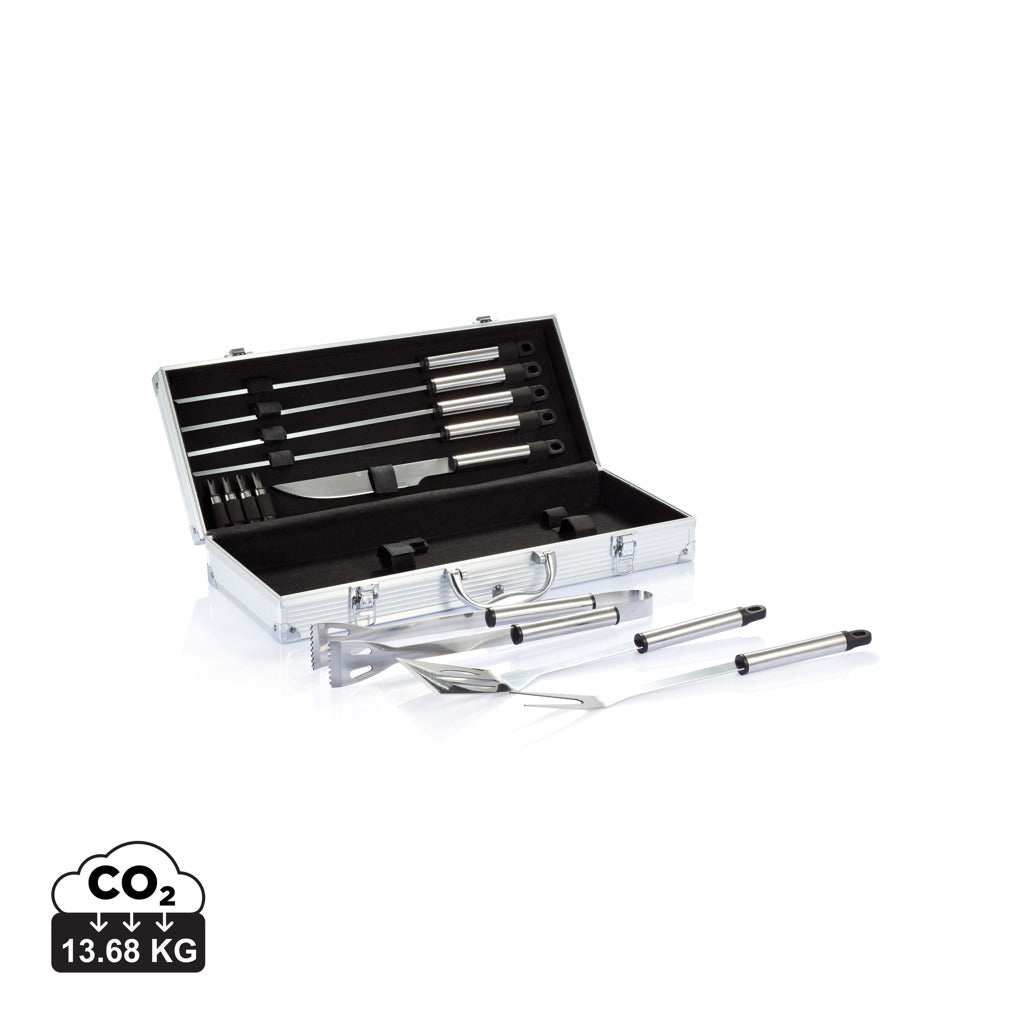 12 pcs barbecue set in aluminium box - Silver