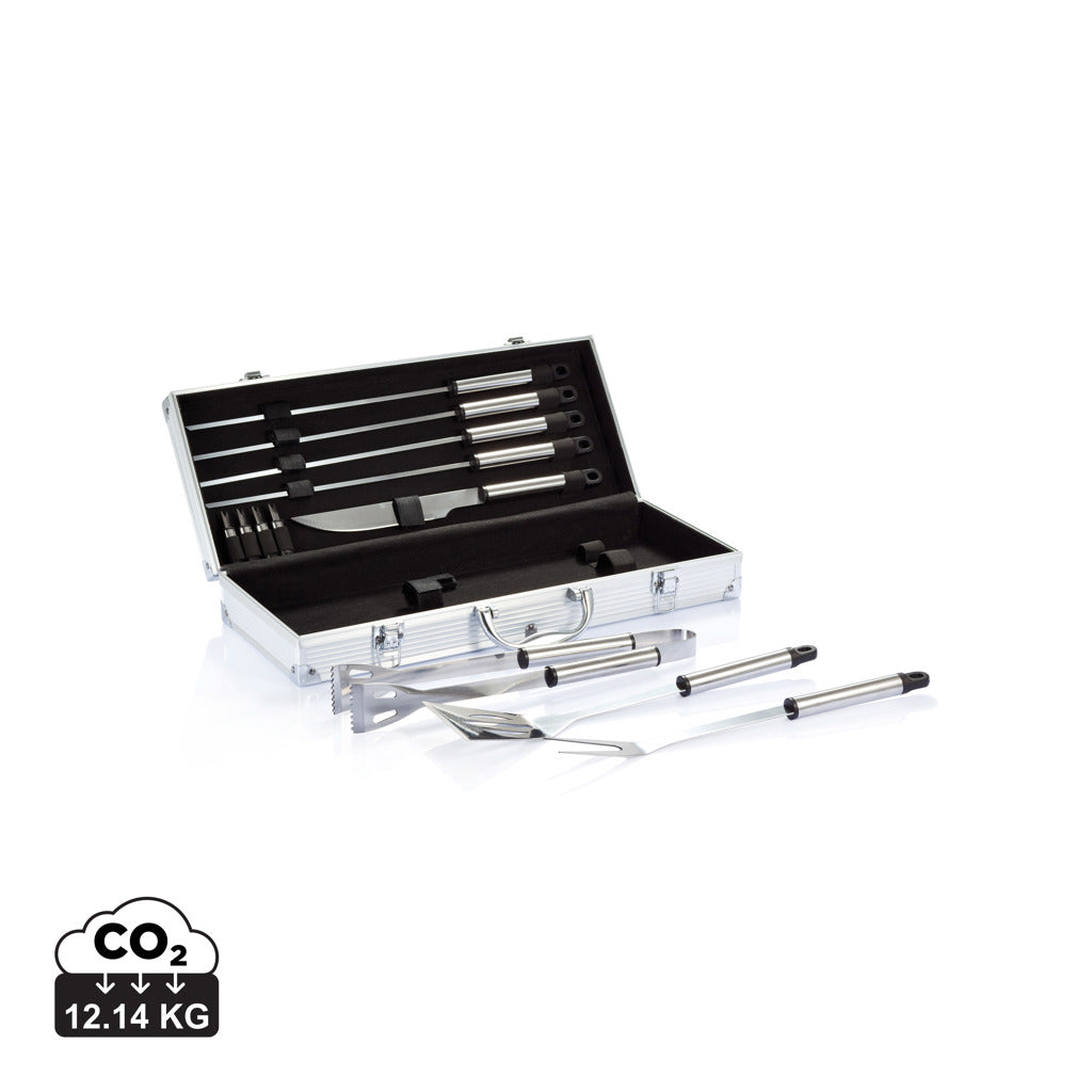 12 pcs barbecue set in aluminium box - Silver
