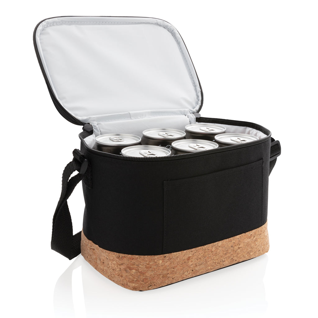 Two tone cooler bag with cork detail - Black