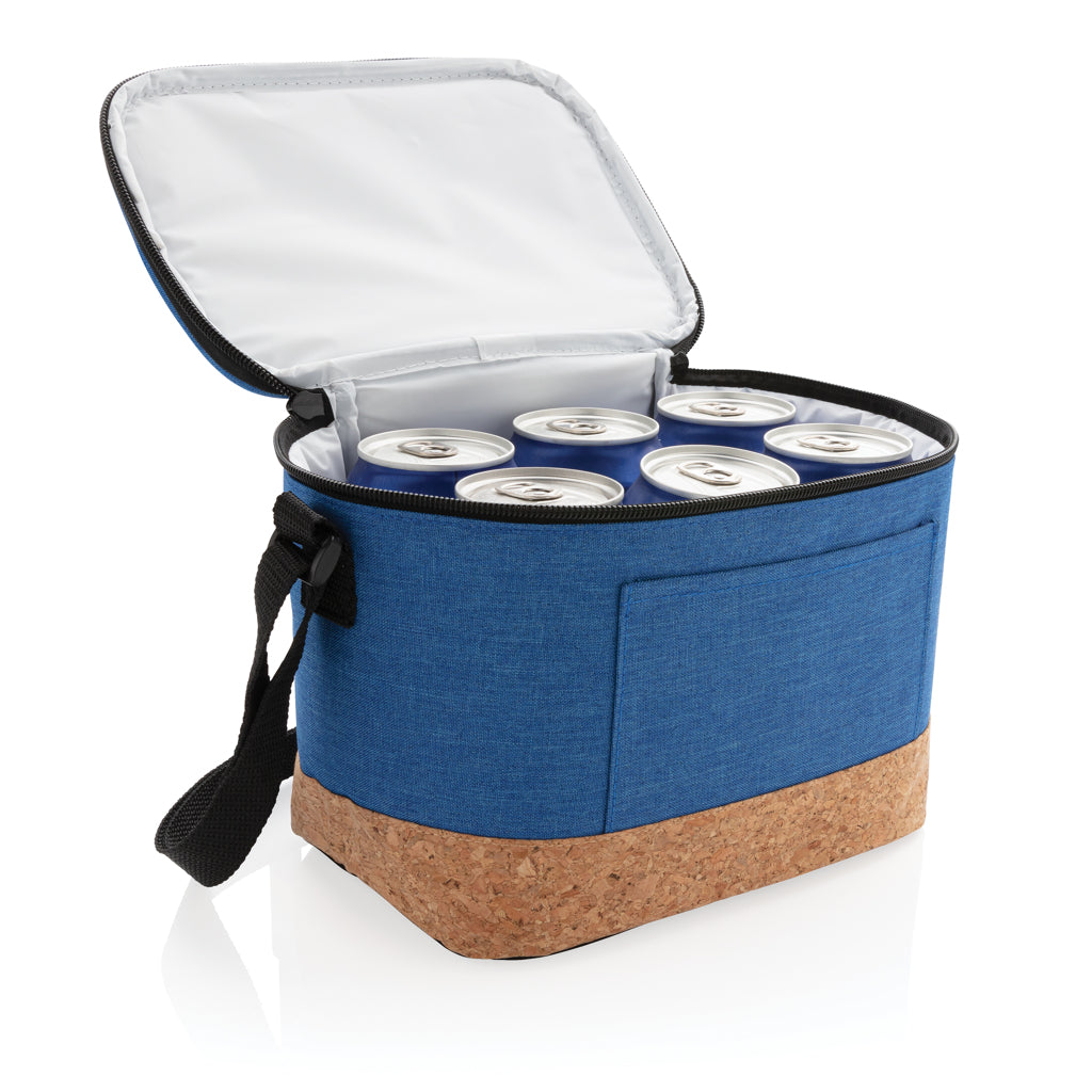 Two tone cooler bag with cork detail - Blue