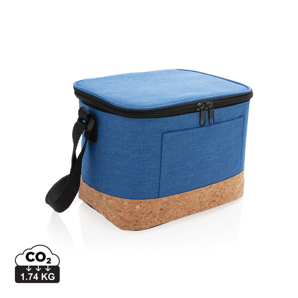 Two tone cooler bag with cork detail - Blue