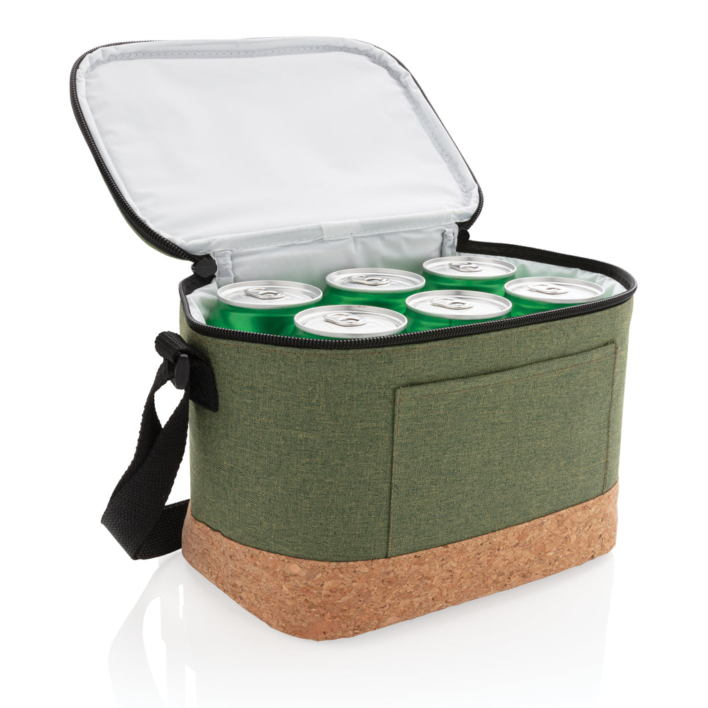 Two tone cooler bag with cork detail - Green