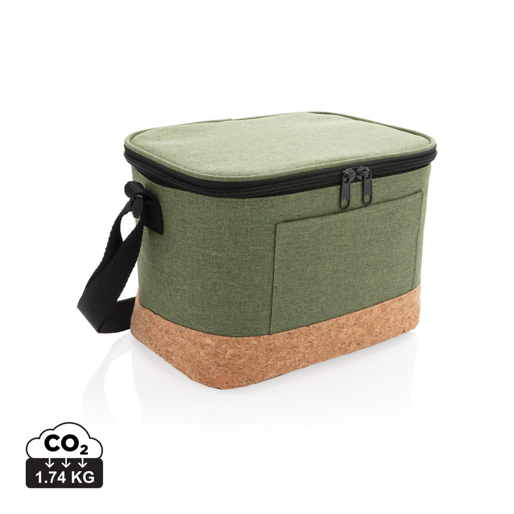 Two tone cooler bag with cork detail - Green