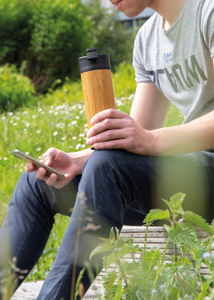 Bogota vacuum bamboo coffee mug - Brown