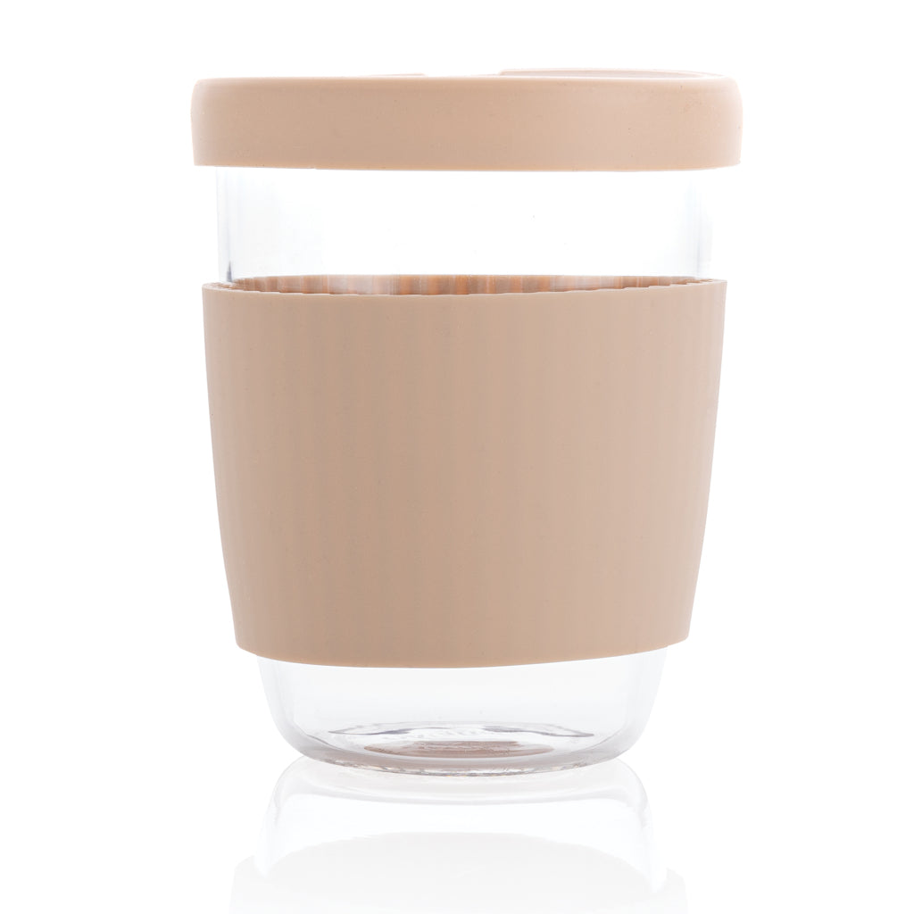 Ukiyo borosilicate glass with silicone lid and sleeve - Brown