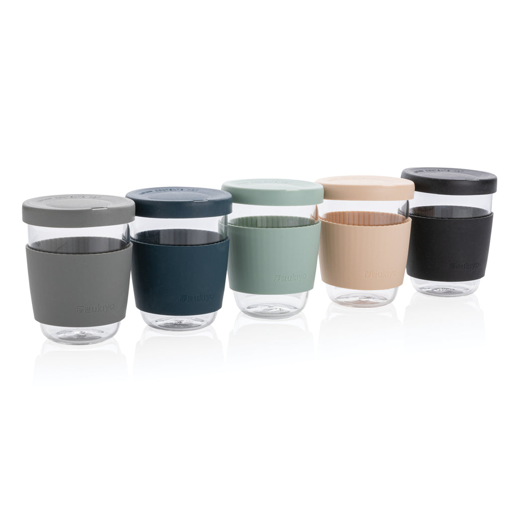 Ukiyo borosilicate glass with silicone lid and sleeve - Brown