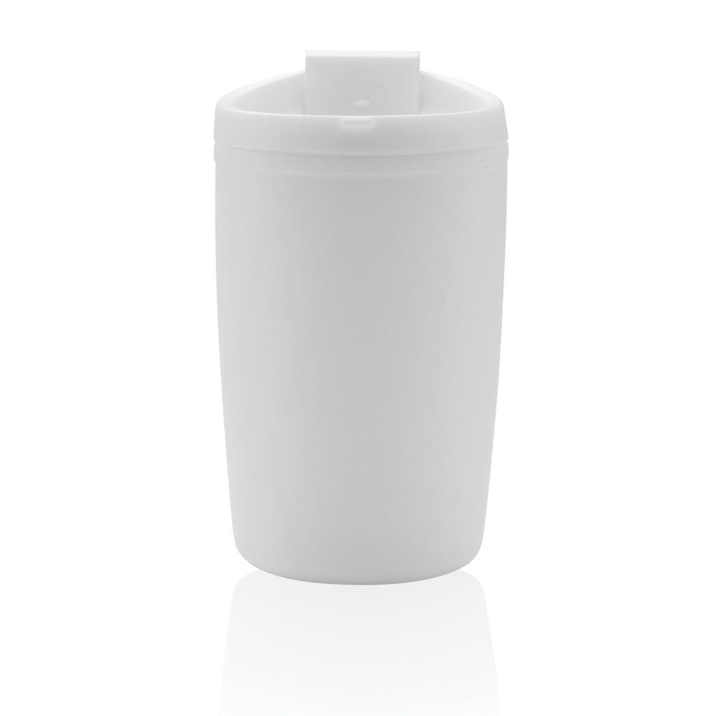GRS Recycled PP tumbler with flip lid - White