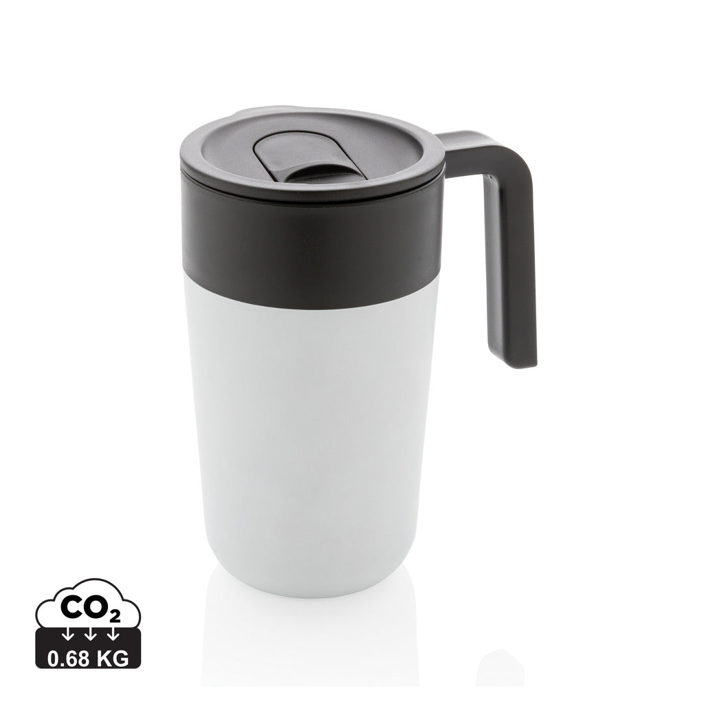 GRS Recycled PP and SS mug with handle - White