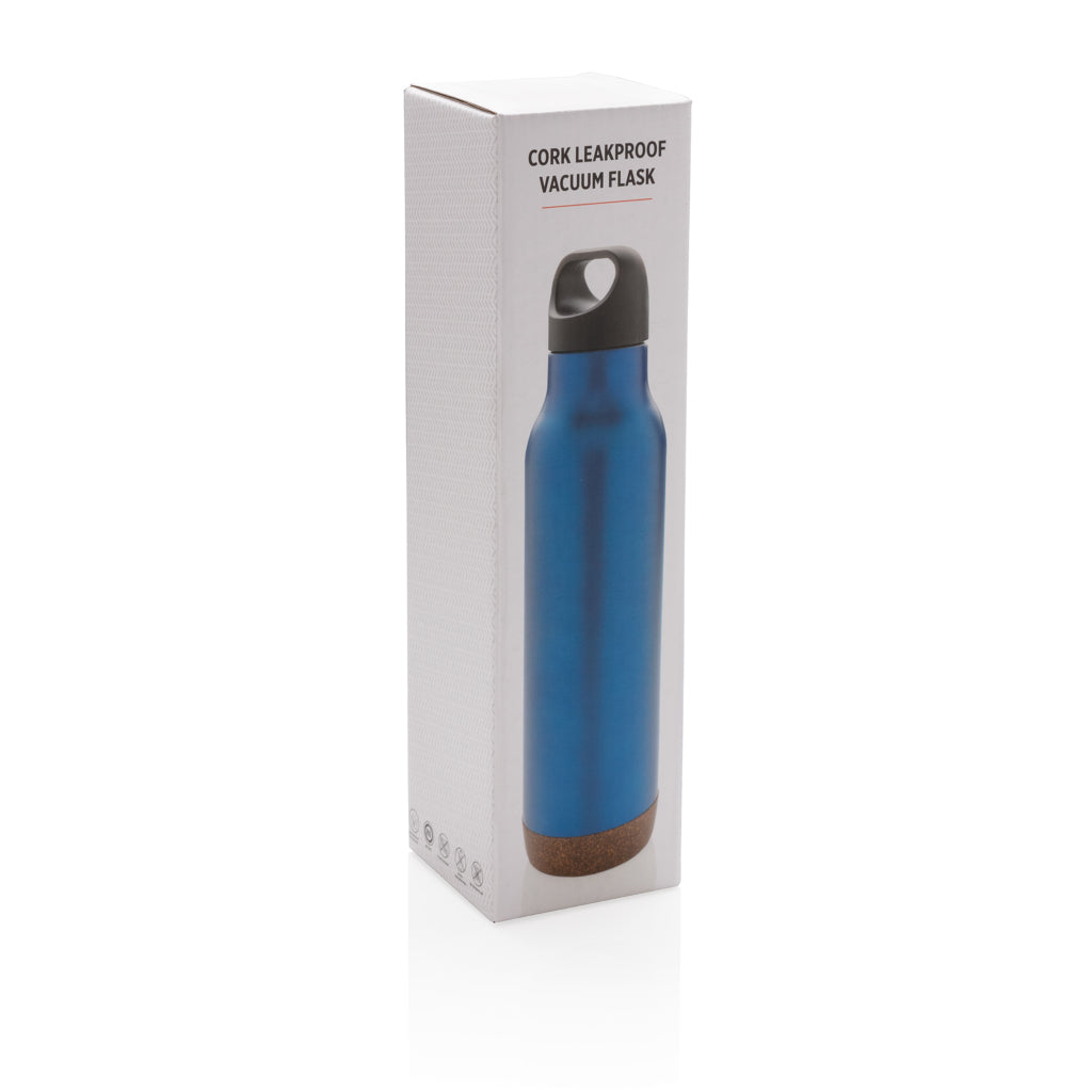 Cork leakproof vacuum flask - Blue