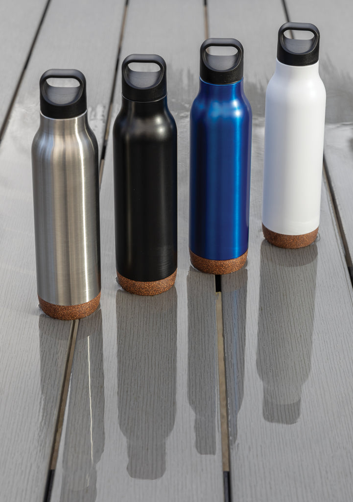 Cork leakproof vacuum flask - Blue