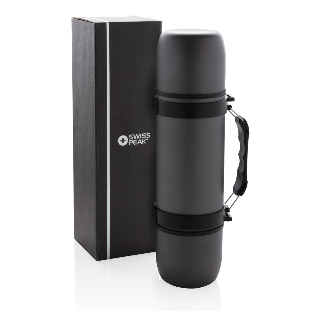 Vacuum flask with 2 cups - Grey