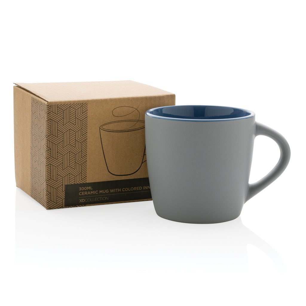 Ceramic mug with coloured inner 300ml - Blue