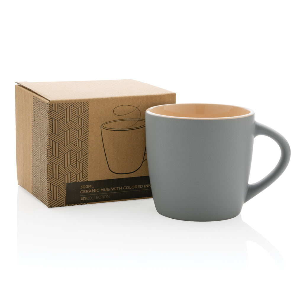 Ceramic mug with coloured inner 300ml - Brown
