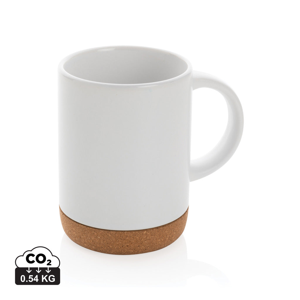 Ceramic mug with cork base 280ml - White