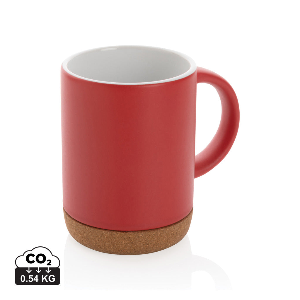 Ceramic mug with cork base 280ml - Red
