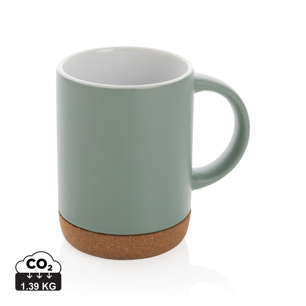 Ceramic mug with cork base 280ml - Green